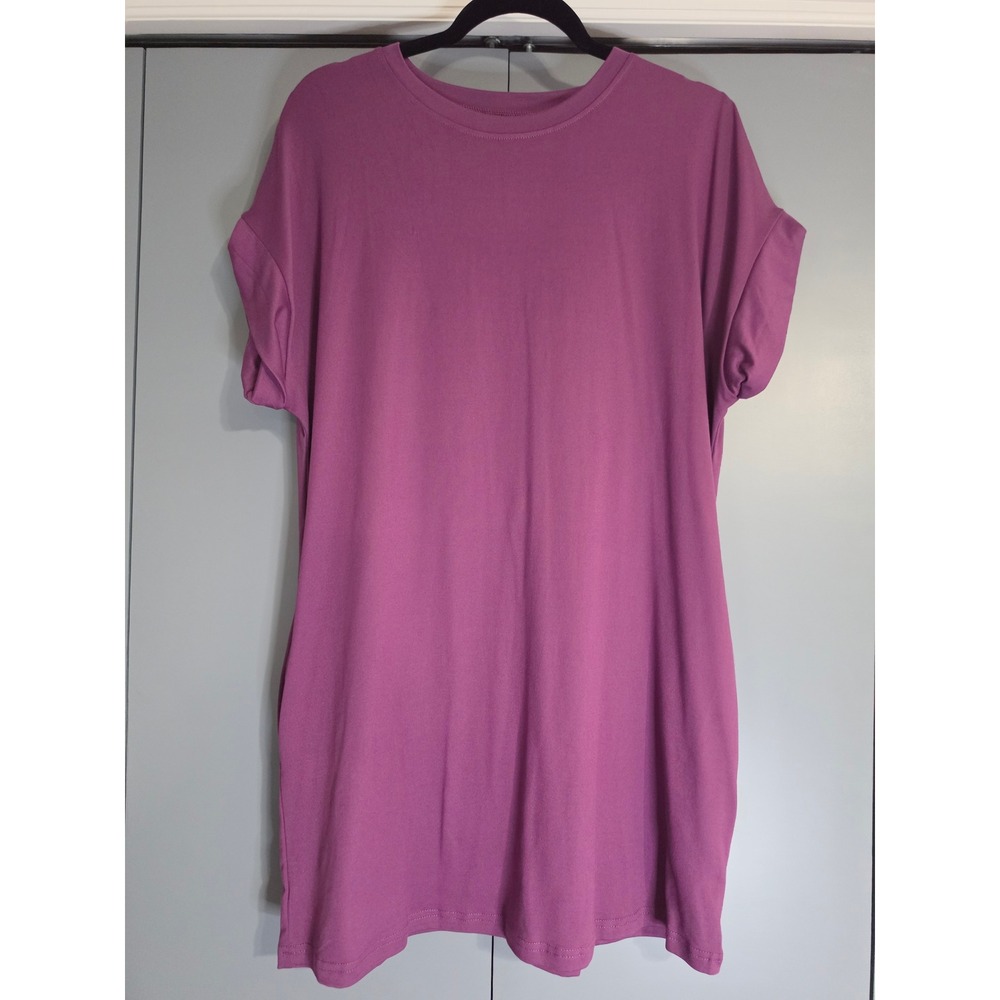 NWT SHEIN T-Shirt Dress Small Purple Cuffed Sleeve Hidden Side Pockets